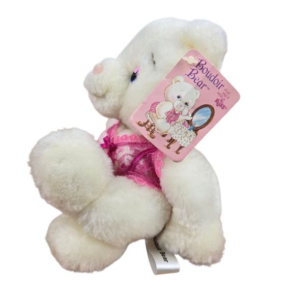 NWT Vintage Russ Boudoir Bear Plush 3621 White Lingerie Sexy White Pink 6" - Picture 2 of 11